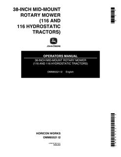 John Deere 38-inch Rotary mower Operator manual OMM85521 — actual manual cover