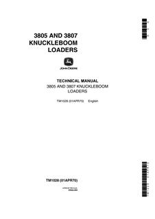 John Deere 3805, 3807 Knuckleboom loader Technical manual TM1028 — actual manual cover
