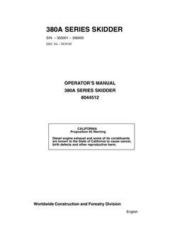 John Deere 380A Series Skidder Operator Manual 8044512 — actual manual cover