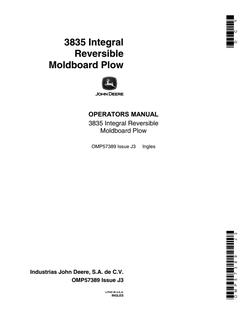 John Deere 3835 Moldboard plow Operator manual OMP57389 — actual manual cover