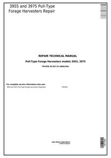 John Deere 3955, 3975 Pull-Type Forage Harvester Repair Technical Manual TM1958 — actual manual cover