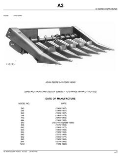 John Deere 40 Series; models 243, 244, 343, 344, 443, 444, 543, 546, 642, 643, 644, 645, 842, 843, 844, 1243 Corn head Parts catalog PC1223 — actual manual cover