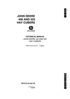 John Deere 400, 425 Hay cuber Technical manual TM1010 — actual manual cover
