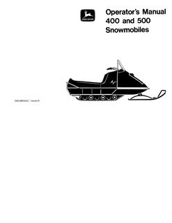 John Deere 400 and 500 Snowmobile Operator manual OM-M63442 — actual manual cover