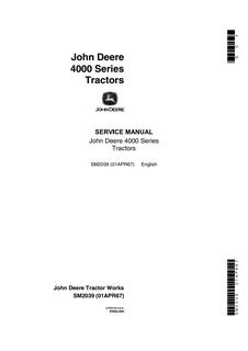 John Deere 4000 Series Tractor Service manual SM2039 — actual manual cover