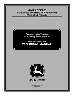 John Deere 4000 Twenty Series with Cab Compact utility tractor Technical manual TM2370 — actual manual cover