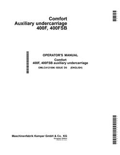 John Deere 400F and 400FSB Auxiliary undercarriage Operator manual OMLCA121596 — actual manual cover