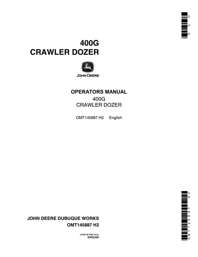 John Deere 400G Crawler Dozer Operator's Manual — actual manual cover