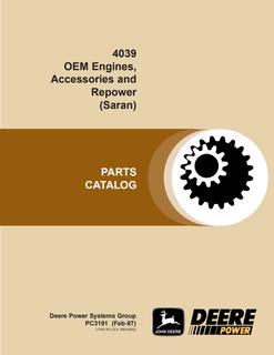 John Deere 4039 Engine Parts catalog PC3191 — actual manual cover