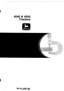 John Deere 4040, 4240 Technical Manual TM1181 — 1977-09 — actual manual cover