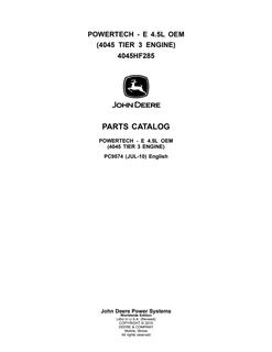 John Deere 4045HF285 Engine Parts catalog PC9574 — actual manual cover