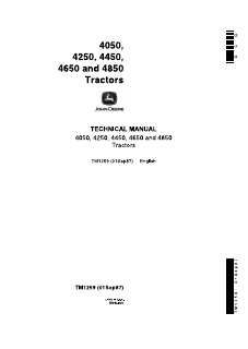 John Deere 4050, 4250, 4450, 4650, 4850 Tractor Technical manual TM1259 — actual manual cover