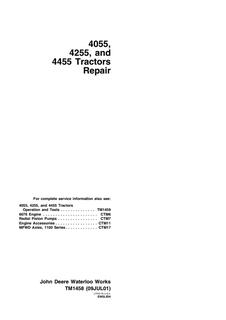 John Deere 4055, 4255, 4455 Tractor Repair technical manual TM1458 — actual manual cover