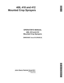 John Deere 408/410/412 Mounted crop sprayer Operator manual OMRWZ40801 — actual manual cover
