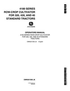 John Deere 4100 Series Cultivator Operator manual OMN201056 — actual manual cover