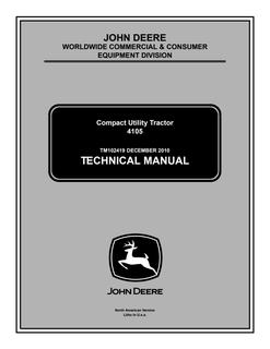 John Deere 4105 Compact utility tractor Technical manual TM102419 — actual manual cover