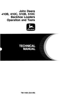 John Deere 410B, 410C, 510B, 510C Backhoe loader Operation and test manual TM-1468 — actual manual cover
