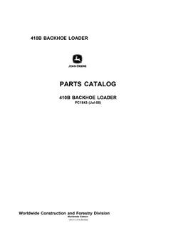 John Deere 410B Backhoe loader Parts catalog PC1843 — actual manual cover