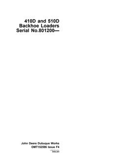 John Deere 410D, 510D Backhoe loader Operator and service manual OMT152596 — actual manual cover