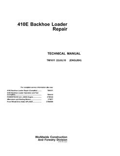 John Deere 410E Backhoe Loader Repair Technical Manual TM1611 — actual manual cover