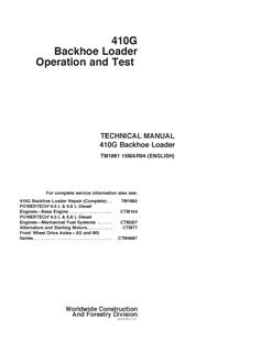 John Deere 410G Backhoe Loader Operation and Test Technical Manual TM1881 — actual manual cover