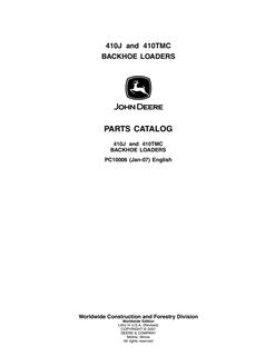John Deere 410J, 410TMC Backhoe loader Parts catalog PC10006 — actual manual cover