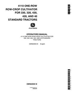 John Deere 4110 Cultivator Operator manual OMN60959 — actual manual cover