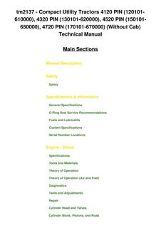 John Deere 4120, 4320, 4520, 4720 Compact Utility Tractor Technical Manual TM2137 — actual manual cover