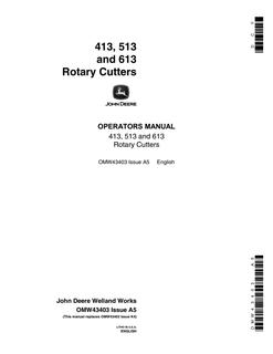 John Deere 413/513/613 Rotary cutter Operator manual OMW43403 — actual manual cover