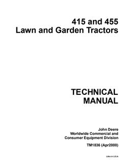 John Deere 415, 455 Lawn and garden tractor Technical manual — actual manual cover