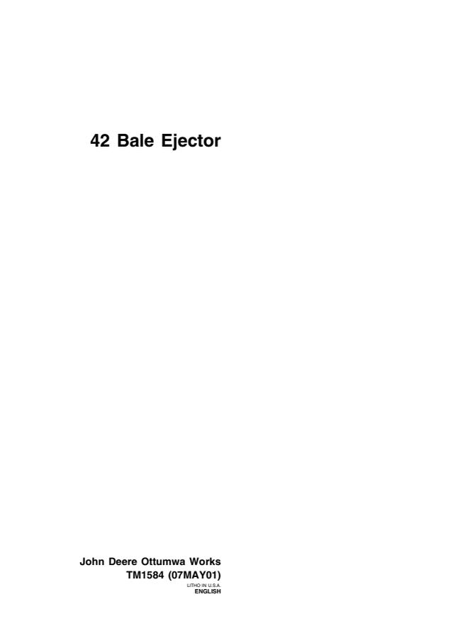 John Deere 42 Bale Ejector Technical Manual TM1584 — actual manual cover