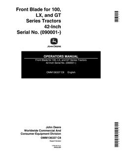 John Deere 42-inch Front blade Operator manual OMM136337 — actual manual cover