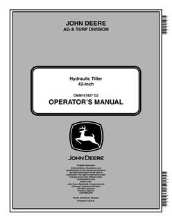 John Deere 42-inch Hydraulic tiller Operator manual OMM167827 — actual manual cover