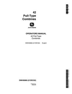 John Deere 42 pull-type Combine Operator manual OMH90866 — actual manual cover