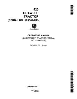John Deere 420 Crawler Tractor Operator's Manual — actual manual cover