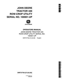 John Deere 420 Row-Crop Utility Tractor Operator's Manual — actual manual cover