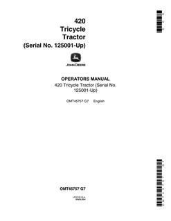 John Deere 420 Tricycle tractor Operator manual OMT45757 — actual manual cover