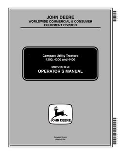 John Deere 4200/4300/4400 Compact utility tractor Operator manual OMLVU11740 — actual manual cover