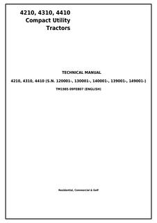 John Deere 4210, 4310, 4410 Compact Utility Tractor Technical Manual TM1985 — actual manual cover