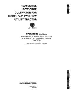 John Deere 4230 Series Cultivator Operator manual OMN34255 — actual manual cover