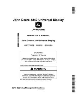John Deere 4240 Universal display Operator manual OMPFP23078 — actual manual cover