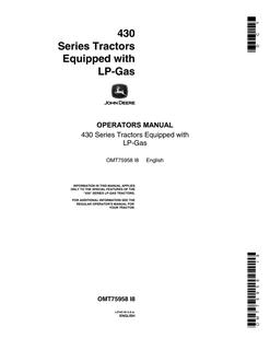 John Deere 430 Series Tractor LP-gas supplement Operator manual OMT75958 — actual manual cover