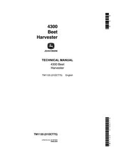 John Deere 4300 Beet Harvester Technical Manual TM1120 — actual manual cover