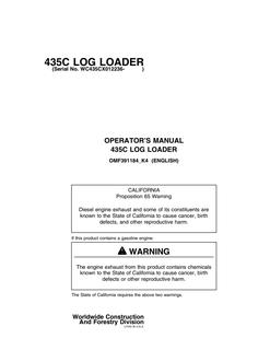 John Deere 435C Log loader Operator manual OMF391184 — actual manual cover