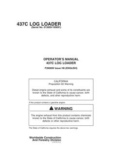 John Deere 437C Log loader Operator manual F390699 — actual manual cover