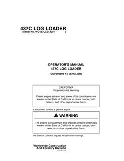 John Deere 437C Log loader Operator manual OMF390699 — actual manual cover