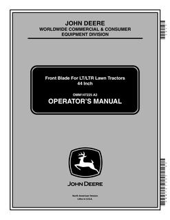 John Deere 44-inch front blade Blade Operator manual OMM147225 — actual manual cover