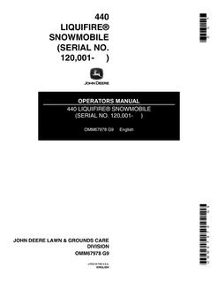 John Deere 440 Liquifire Snowmobile Operator manual OMM67978 — actual manual cover