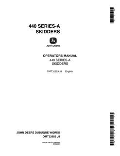 John Deere 440 Series-A Skidder Operator's manual OMT32953 — actual manual cover