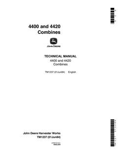 John Deere 4400, 4420 Combine Technical Manual TM1237 — actual manual cover